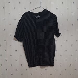 Simply Styled Black and Gray Striped Short Sleeve Tee